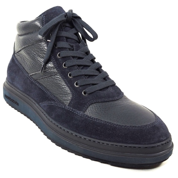 ALBERTO CICCIOLI 🇮🇹 MEN'S NAVY BLUE SOFT LEATHER COMFORT WINTER ANKLE BOOTIE - Picture 3 of 7